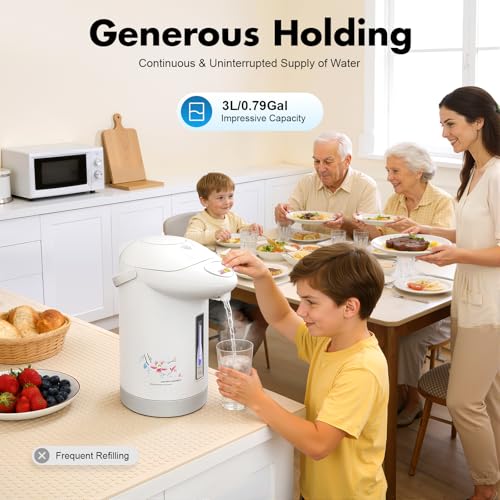 3L Electric Kettle, Hot Water Dispenser with 3 Water Dispensing Modes, 750W Fast Boil & Keep Warm, Stainless Steel Tabletop Countertop Pot for Home Kitchen Office