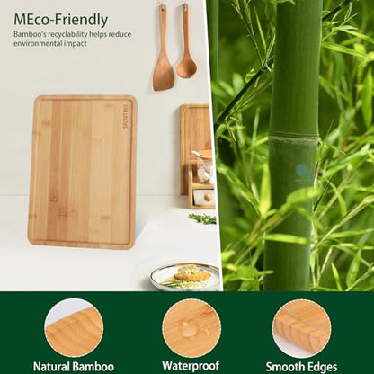 Skovtree Bamboo Serving Tray, Food Tray for Eating and Serving Coffee, Tea, 15.8x11.8 Inch