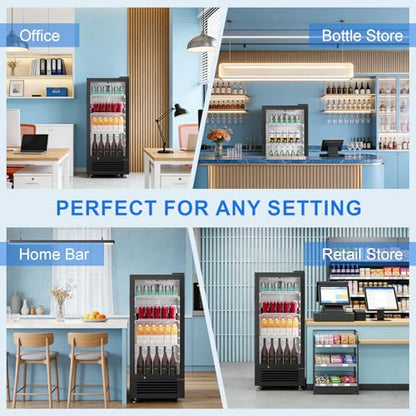 Antarctic Star Outdoor Beverage Refrigerator, 6 Cu. Ft. Glass Door Drink Fridge, Commercial Display Refrigerator with 4 Adjustable Shelves, for Shops, Restaurants, Bars