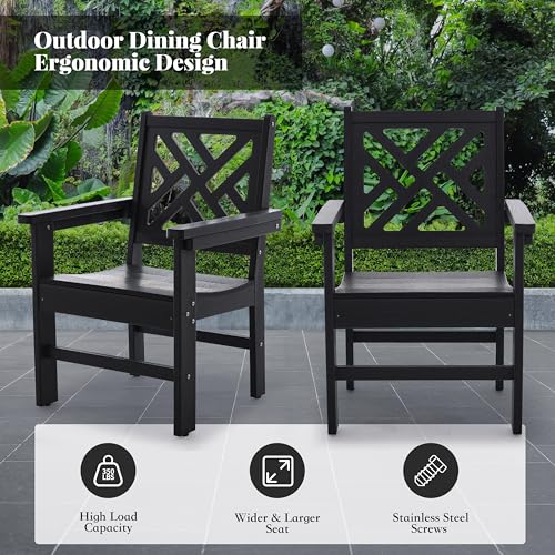 AZXZCS HDPE Dining Table Set for 10,12-Piece Outdoor Table and Chairs Include 10 Dining Chairs and 2 Pcs 62.5" Patio Dining Table with Umbrella Hole (Black)