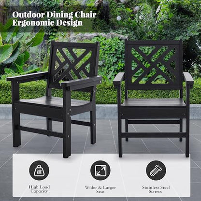 AZXZCS HDPE Dining Table Set for 10,12-Piece Outdoor Table and Chairs Include 10 Dining Chairs and 2 Pcs 62.5" Patio Dining Table with Umbrella Hole (Black)