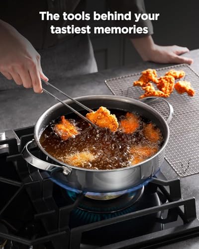 Roomena Frying Pans Nonstick with Lid, Hybrid Ceramic Nonstick Tri-Ply Saute Pan with Lid,PFAS/PFOA/PTFE Free, Metal Utensil Safe, Dishwasher & Oven Safe, Induction Compatible