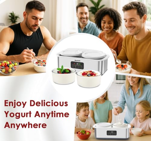 Suteck Yogurt Maker for Probiotic Greek Yogurt with Timer & Temp Control