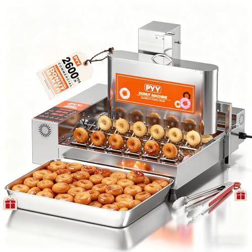 PYY Commercial Automatic Donut Maker Machine, 1800W 6 Rows, 2600 PCS/Hr