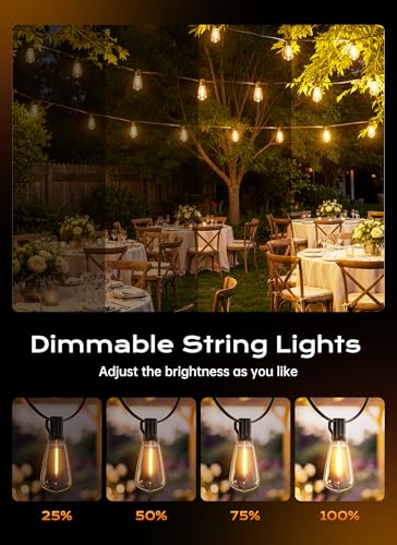 Minetom 100FT Outdoor-String-Lights with Remote, 31+2 Shatterproof ST38 LED Bulbs, Waterproof Patio Lights with 3 Modes, Dimmable & Connectable 2700K Hanging Lights for Backyard Porch Deck Balcony