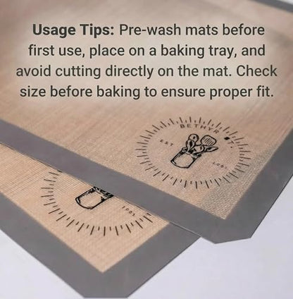 Silicone Baking Mats, Full size, Baking Sheet Liners, Pack of 2, Oven Safe, 16 x 24 inch (40x60 cm), Non-Stick, Silicone Baking Sheet Liner, Perfect For Baking Macarons Cookies And Cakes
