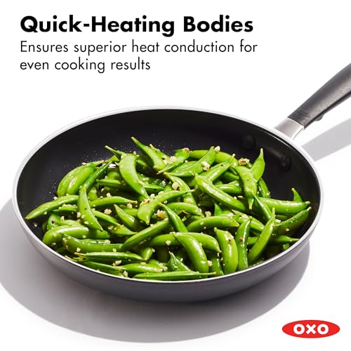 OXO Nonstick 8” and 10” Frying Pan Set, PFAS-Free Ceramic Skillets, Dishwasher & Oven Safe, Stay-Cool Silicone Handle