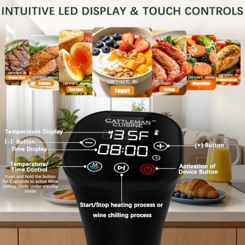 CATTLEMAN Sous Vide Cooker Yogurt Maker Kit with 8QT Container & Lid, 1000W