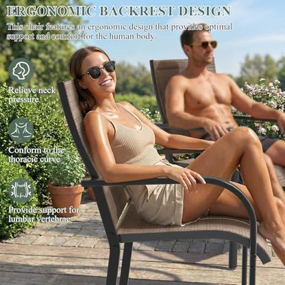 DSNAPE 9 Pieces Patio Table and Chairs Set, 59.6" Square Dining Table with Umbrella Hole & 8 Textilene Fixed Chairs, Dining Table Set for 8, Outdoor Furniture for Porch Deck Yard Balcony Lawn, Brown
