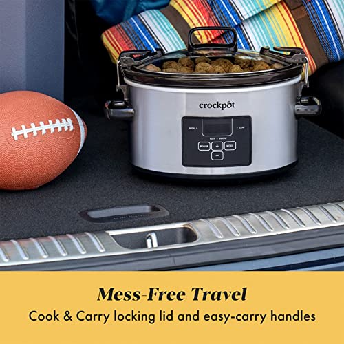 Crock-Pot Cook and Carry Programmable Slow Cooker, Steel, 4 Quart Oval