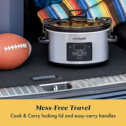 Crock-Pot Cook and Carry Programmable Slow Cooker, Steel, 4 Quart Oval