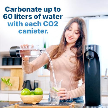 SENSEation Soda Machine Kitchen Gadgets, New Home Essentials - Sparkling Water Maker Set With 1 Threaded CO2 Cartridge & Reusable Carbonation Bottle