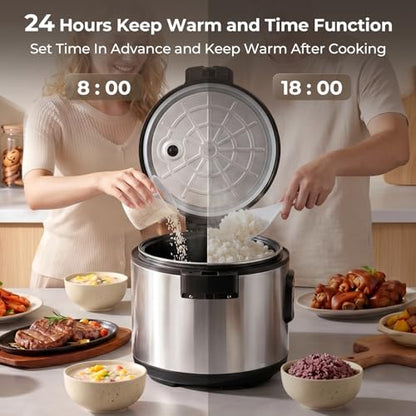 TERUISI Commercial Rice Cooker, 15.85QT/84 Cups Cooked Rice 15L Large Capacity Rice Cooker & Warmer, 1850W Fast Rice Cooker with 6 Functions, LED Display, Non-stick Inner Pot for 25-35 People Use,110V