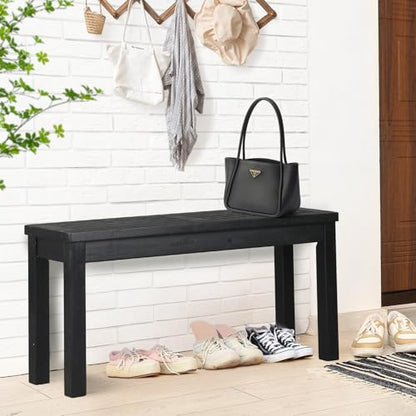 VINGLI Outdoor Wooden Bench, 40” Porch Bench Outdoor Backless Garden Bench, Small Outdoor Bench for Deck Patio Entryway (Black, 40in)