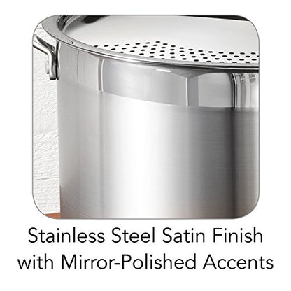 Tramontina Lock & Drain Stainless Steel 8-Quart Pasta Pot with Lid and Strainer