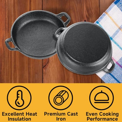 LDHHYH 2 Pack Small Cast Iron Skillet, 7 x 7 x 1.7 Inch Small Cast Iron Frying Pan with Handle, Pre-Seasoned Cast Iron Skillet Set, Black Casserole Dish for Kitchen, Indoor, Outdoor, Picnic
