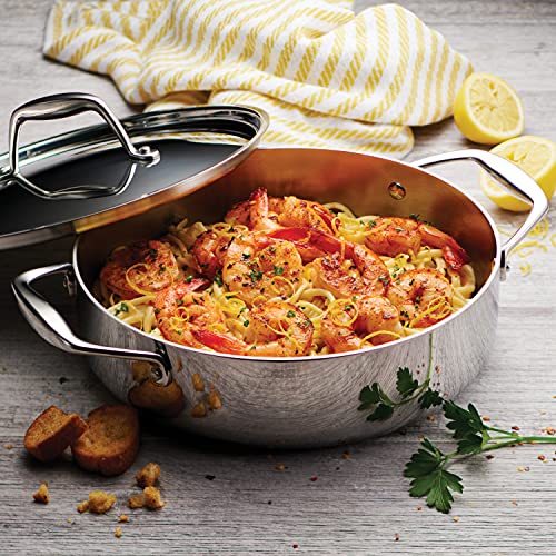Tramontina Signature Tri-Ply Clad Stainless Steel 3-Quart Braiser Pan with Lid, Induction-Ready, Dishwasher-Safe, NSF-Certified, Made in Brazil