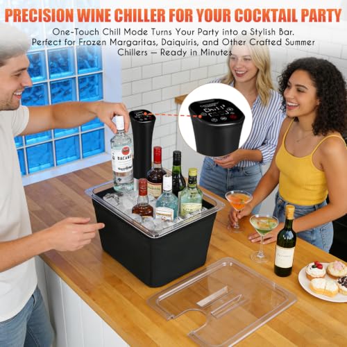 CATTLEMAN Sous Vide Cooker with Container & Lid 12QT, Wine Chiller, 1000W
