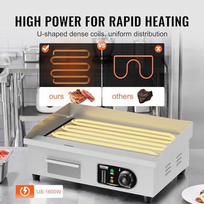 VEVOR Commercial Electric Griddle, Countertop 22" Half Flat Top Griddle