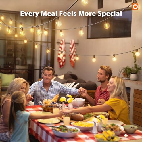 addlon 100FT Outdoor String Lights G40 with Remote, 54 LED Shatterproof Bulbs, Dimmable Patio Globe Lights Waterproof, Hanging Outside Lighting for Backyard, Garden, Deck, Balcony, Porch, Café, Decor