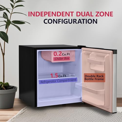 Icyglee 1.7 Cu.Ft Mini Fridge with Freezer, Compact Refrigerator, Silver