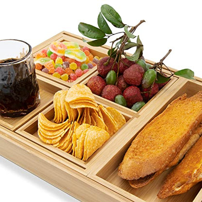 Wooden Serving Trays with Handle - Set of 7 - Large, Medium, Small and Mini - Nesting Multipurpose Trays - for Breakfast, Coffee Table/Butler & More - Light & Sturdy Wood Tray