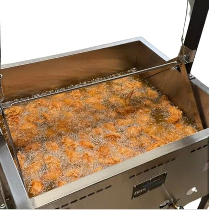 12 Gallon Propane Deep Fryer Cart | Basket Lift | Portable 4 Wheels | Stainless Steel | Outdoor Large Batch Frying for Chicken, Fish, and more | Turkey Fryer for Thanksgiving | Patent Pending