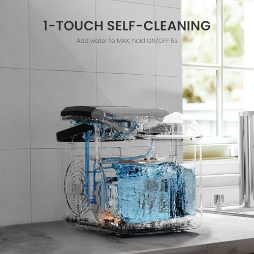 Crzoe Countertop Ice Maker,26Lbs/24H, 2 Ice Sizes, Self-Cleaning, Black