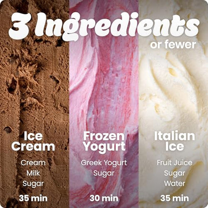 Iceman by Chefman Trio Ice Cream Maker | No Pre-Freezing with Built-In Compressor | for Ice Cream, Froyo, Sorbet, Sherbet, Italian Ice, Frozen Yogurt & More | (2) 20oz Containers & Lids