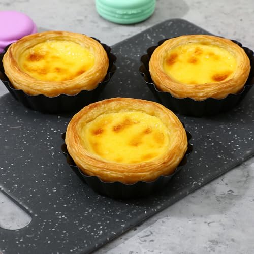 Yolev 24 Pcs Mini Pie Tart Pans 3" with Removable Bottom Round Nonstick Quiche Pan Bakeware Egg Tart Molds Fluted Side Small Quiche Pans Steel Mini Pie Tins for Pies Mousse Cheese Cake Dessert