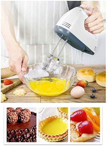 7 Speed HandMixer Electric Handheld,Portable Kitchen Mixer with Easy Button and 5 Attachments(2Dough Hooks,1Whisk,2Beaters) Food Blender Whisk Dough Hooks for Cookies,Cakes, Dough, Batters,&More