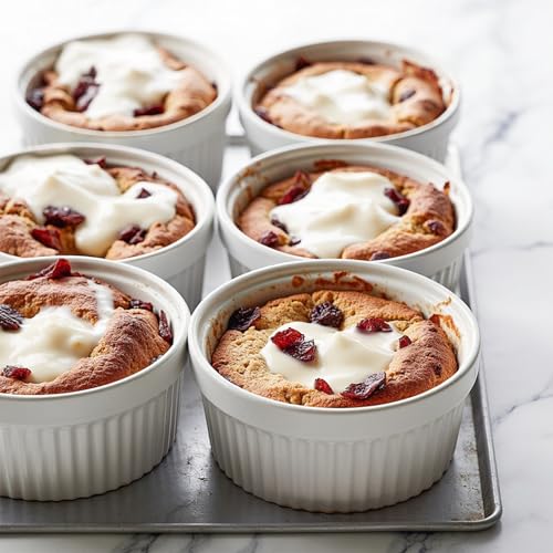 4 Pack Ramekins 12 Oz Oven Safe, Creme Brulee Set, Porcelain Souffle Dish for Baking, Soup Bowls for French Onion Soup White