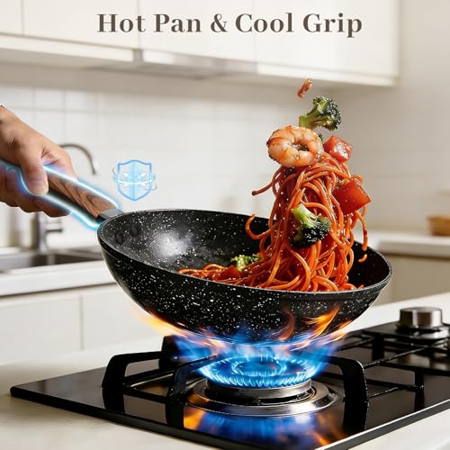 Colourcoco Frying Pans Skillet - 9 Pieces Nonstick Frying Pan Set Includes 3 Sizes (8"/ 10"/ 12"), PFOA Free, Induction & Oven Safe, Easy to Clean for Home Daily Cooking