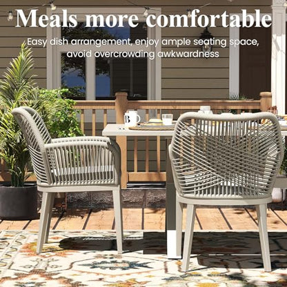 LayinSun Outdoor Dining Set for 12, 13 Pieces Patio Furniture Sets with Aluminum Dining Table and Rope Weave Chairs