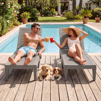 WTFGO Outdoor Chaise Lounge Chair Set of 4, Grey