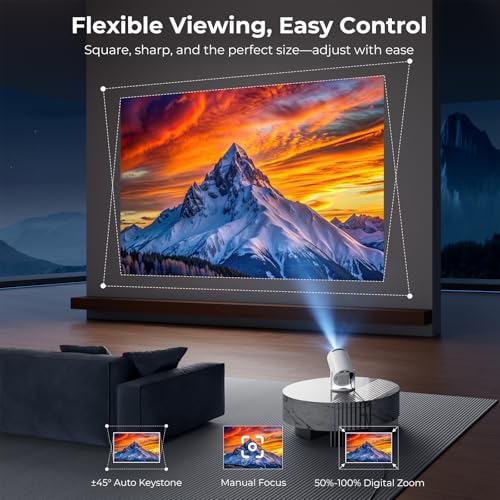[Built-in Apps] CLOKOWE Mini Projector with WiFi and Bluetooth, 2026 Upgraded 1080P Smart Portable Projector with 180° Rotation, Auto Keystone, Compatible with iPhone/Android/Laptop/TV Stick/HDMI/USB