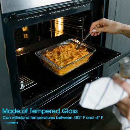 NUTRIUPS 2.4QT Rectangular Deep Glass Baking Dish, Glass Baking Pan for Oven, Clear Bakeware Deep Casserole Dish(2.4QT)