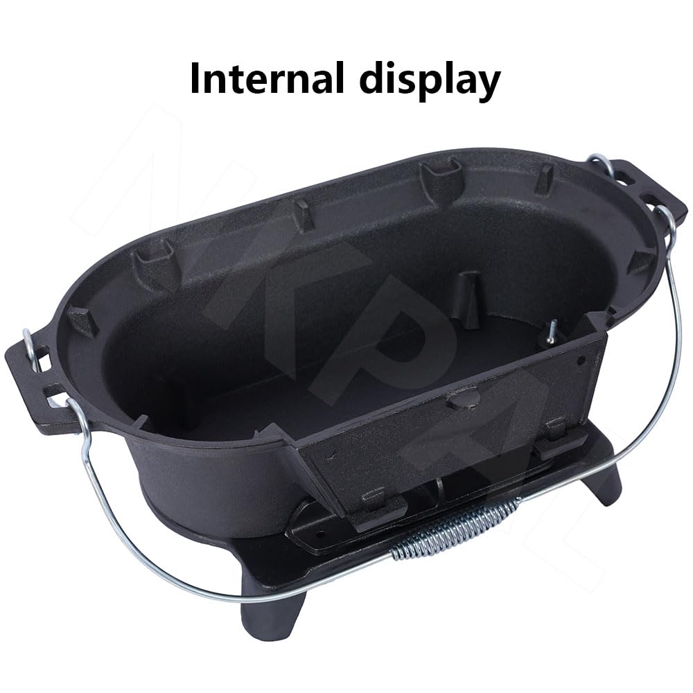 Outdoor Cast Iron Hibachi Grill & Skillet Combo, Premium Portable Hibachi Charcoal Grill, Bbq Cooker for Camping, Tailgating & Patio Grilling, Compact Tabletop Skillet, Must Haves 2025 (Oval)