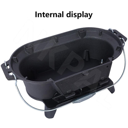 Outdoor Cast Iron Hibachi Grill & Skillet Combo, Premium Portable Hibachi Charcoal Grill, Bbq Cooker for Camping, Tailgating & Patio Grilling, Compact Tabletop Skillet, Must Haves 2025 (Oval)