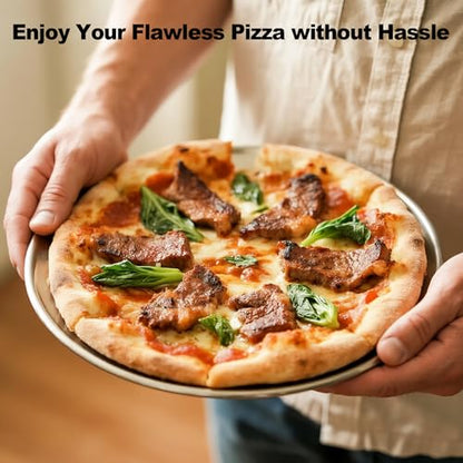 ZETEMC 12 Inch Pizza Pan Set of 2, Pizza Pan for Oven Pizza Steel Pie Plate, Nonstick Stainless Steel Baking Pan for Cookie Serving Tray Round Pizza Pans