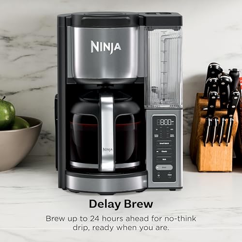 Ninja Fresh Brew™ Drip Coffee Maker, Programmable 14 Cup Glass Carafe, Classic and Rich, 70 Ounces Removable Water Reservoir, Small Batch, Delay, Adjustable Warming Plate, Stainless Steel, CE451