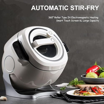 6L Auto Cooking Wok Fried Rice Machine, Cooking with Smart Touch, 1000W/2000W Commercial Food Processor, Intelligent Automatic Cooking Machine,110V/1000W
