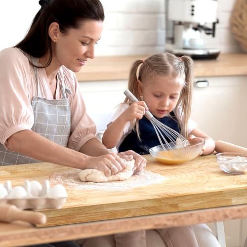 Wooden Pastry Board with Measurement, 24'' x 20'' Wood Kneading Board, 2-in-1 Rubber Wood Pastry Board and Chopping Board with Side Lip and Engraved Ruler