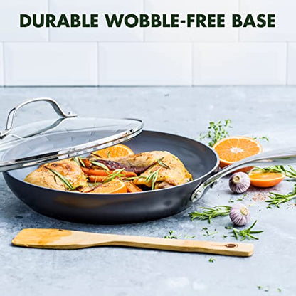 GreenPan Valencia Pro Ceramic Nonstick 10” Frying Pan Skillet with Lid, Hard Anodized PFAS-Free Cookware, Induction Ready & All Cooktops, Eggs & Omelets, Dishwasher & Oven Safe to 600F, Gray