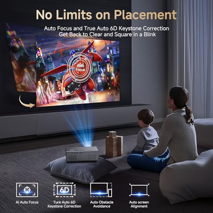 4K Projector with Built-in Apps, 1500ANSI Auto Focus&6D Keystone Dolby Audio Kogata Smart Projector with WiFi 6 Bluetooth Outdoor Movie Proyector for Home Theater HDR10+ UPGRADE