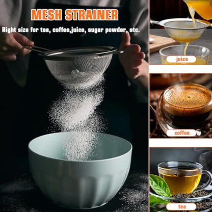 Biscuit Cutter Set,10PCS Stainless Steel Pastry Blender Set with Pastry Cutter,5PCS Biscuit Cutter,Dough Cutter,3 Cup Flour Sifter,Baking Mat and Fine Mesh Strainer for Cooking Cookies and Donuts