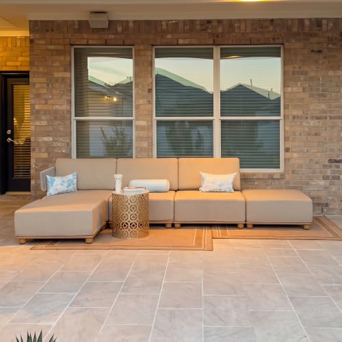 PURPLE LEAF Patio Furniture Set Modular L-Shaped 5 PCS Sofa, 2 Ottomans