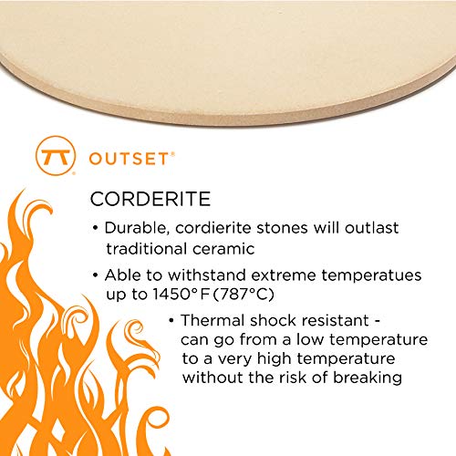 Outset Pizza Grill Stone Tiles For Oven and Grill, Set of 4 Baking Stones for Pizza, Bread & More
