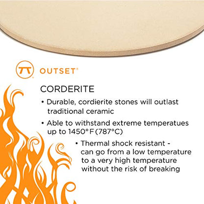 Outset Pizza Grill Stone Tiles For Oven and Grill, Set of 4 Baking Stones for Pizza, Bread & More