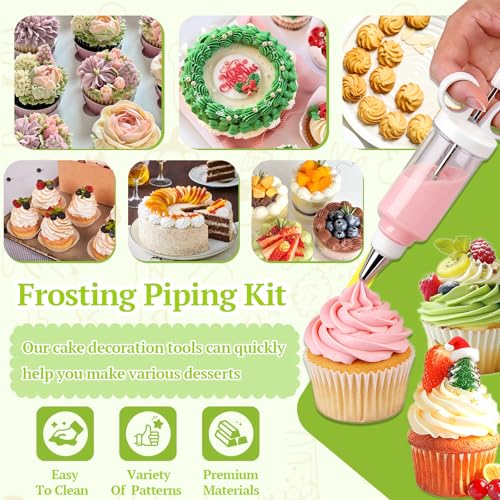 Suuker Cake Decorating Gun, Cupcake Icing Piping Kit, Cake Decorating Kit with 6 Stainless Steel Piping Tips, Cupcake Injector/Decorating Icing Set, White